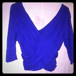 3/4 Sleeve Royal Blue Crop Top